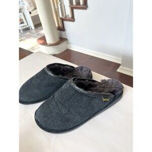 Old Friend Men's Scuff Slipper Black Slip On Sherpa Comfort medium Size 7.5-8.5
